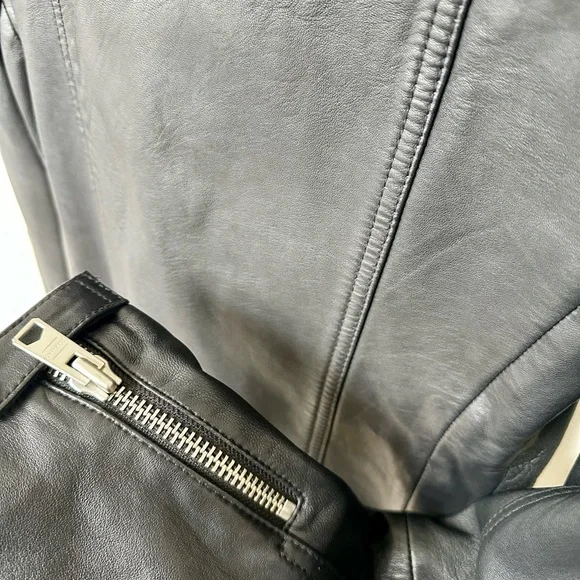 AllSaints Black Quilted Leather Moto Jacket - Picture 4 of 6